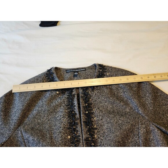 Ellen Tracy Wool Tweed Jacket Brown Black Ribbon Detail Sz 12 - Picture 10 of 12